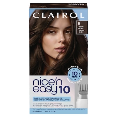 Clairol Nice'N Easy 10 Permanent Hair Dye, 5 Medium Brown 1 ea, $11.00/1ea