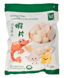 Croustilles àla crevettes saveur beurre à l’ail