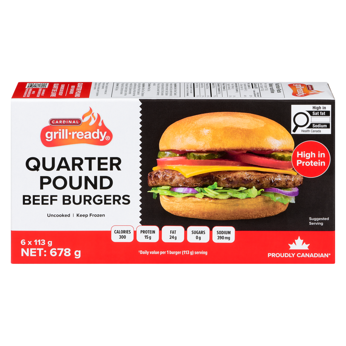 Cardinal Beef Burgers Quarter Pound