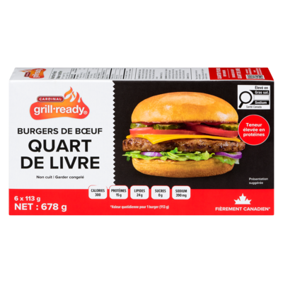Cardinal Burgers de bœuf quart de livre 678 g, 2,06 $/100g