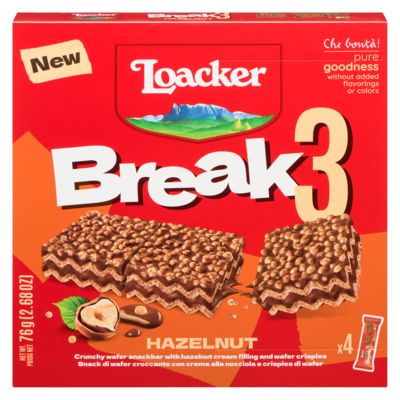 Loacker Crunchy Wafer Snackbar With Hazelnut Cream Filling And Wafer Crispies 76 g, $5.25/100g