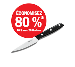 Couteau d’office – 10 $ avec 20 timbres 