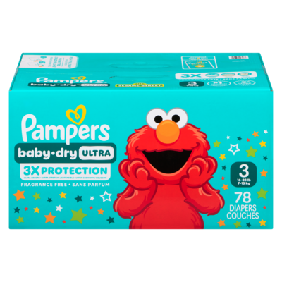 Pampers Couches baby dry sans parfum taille 3, paquet de 78 78 ea, 0,26 $/1ch