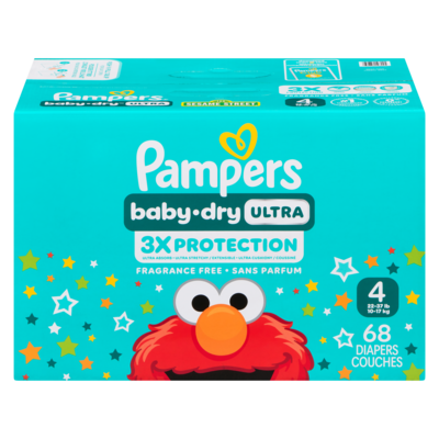 Pampers Baby Dry Ultra Diapers Fragrance Free, 68 Count Size 4 68 ea, $0.37/1ea