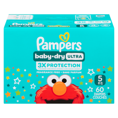Pampers Diapers Baby-Dry Ultra, Fragrance Free, 60 Count Size 5 60 ea, $0.42/1ea