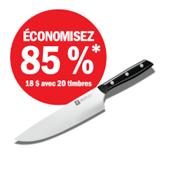 Couteau de chef – 18 $ avec 20 timbres