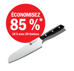 Couteau Santoku – 18 $ avec 20 timbres 