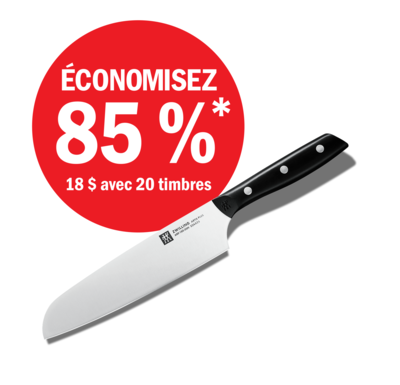  Couteau Santoku – 18 $ avec 20 timbres  1 ea, 120,00 $/1ch