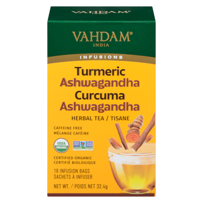 VAHDAM Tisane curcuma ashwagandha 18 ea, 0,42 $/1ch