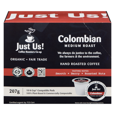 Just Us Hand Roasted Coffee Colombian Medium Roast Organic 11.5 g, $217.30/100g