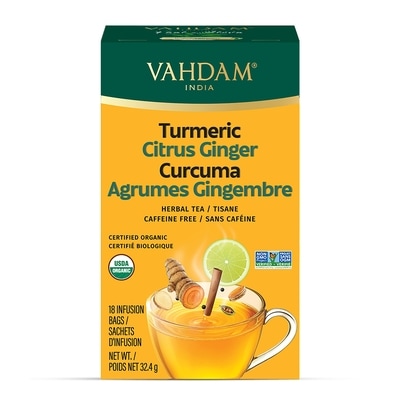VAHDAM Tisane curcuma agrumes gingembre 18 ea, 0,42 $/1ch