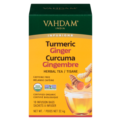 VAHDAM Herbal Tea Turmeric Ginger 18 ea, $0.42/1ea