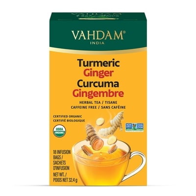 VAHDAM Tisane curcuma gingembre 18 ea, 0,42 $/1ch