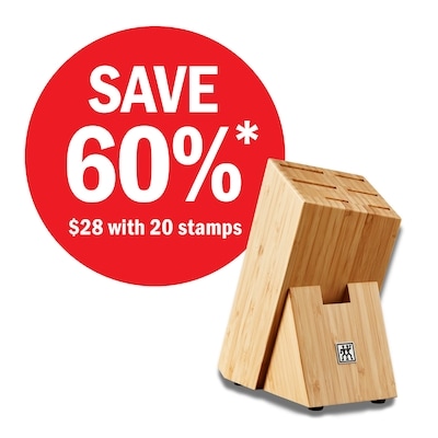 Zwilling Knife Block – $28 with 20 stamps 1 ea, $70.00/1ea