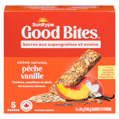 SunRype Barres aux supergraines et avoine arôme naturel pêche vanille 140 g, 4,92 $/100g