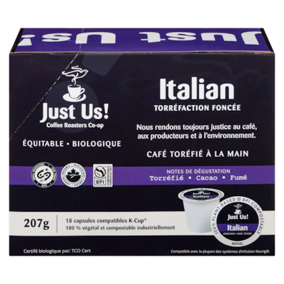 Just Us Café torréfié à la main italian torréfaction foncée biologique 11.5 g, 217,30 $/100g