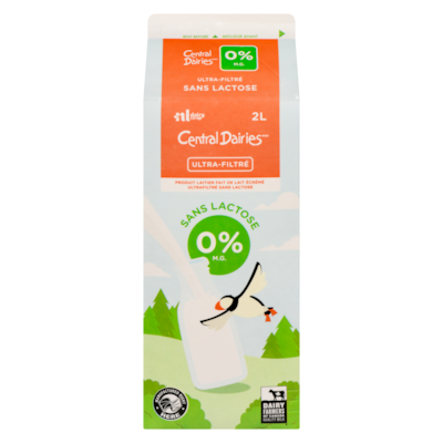 Central Dairies Produit laitier fait de lait écrémé ultrafiltré sans lactose 0% m.g. 2 l, 0,47 $/100ml