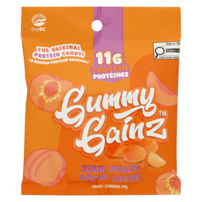 Gummy Gainz Candy Sour Peach 49 g, $12.22/100g