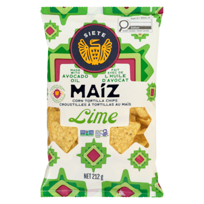 Siete Croustilles à tortillas au maïs lime 213 g, 3,52 $/100g