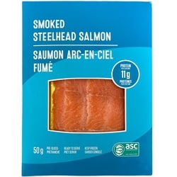 null Smoked Steelhead Salmon 50 g, $6.00/100g