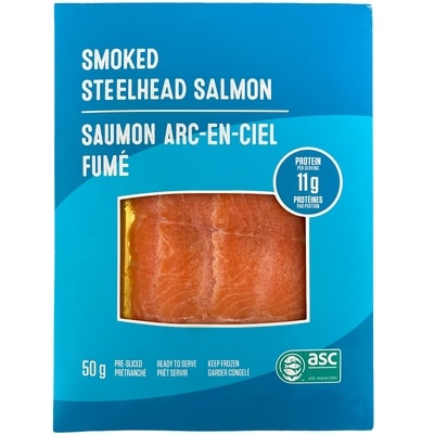 null Smoked Steelhead Salmon 50 g, $6.00/100g