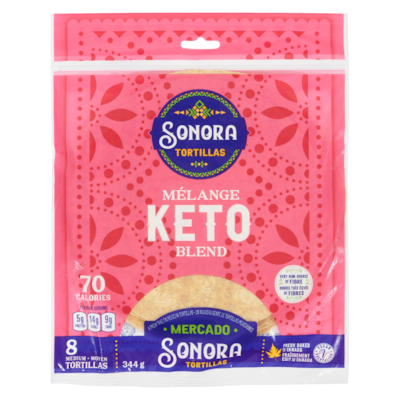 Sonora Tortillas mélange keto moyen 344 g, 1,22 $/100g