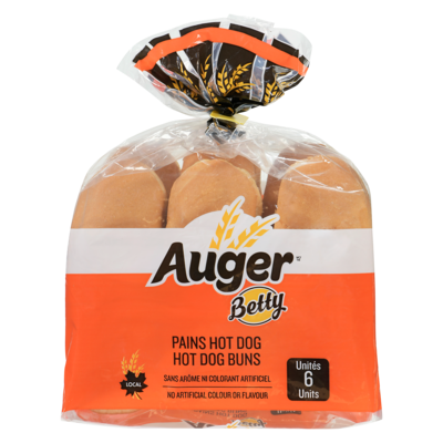 Auger Hot Dog Buns, 6-Count 340 g, $1.18/100g