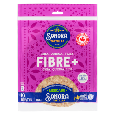 Sonora Tortillas Chia, Quinoa, Flax Fibre+ Medium 430 g, $1.63/100g