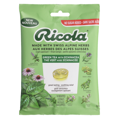 Ricola Pastilles apaisantes contre la toux thé vert avec échinacée 14 ea, 0,25 $/1ch