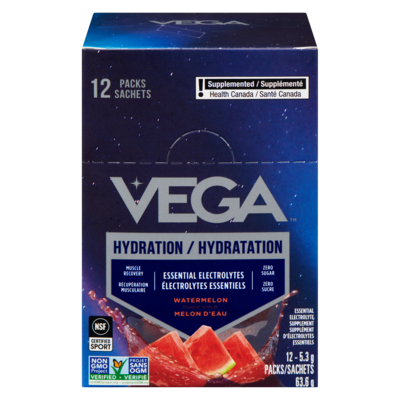 Vega Essential Electrolyte Supplement Watermelon Flavoured 12x5.3 g, $0.60/100g