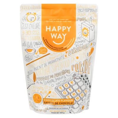 Happy Way All Natural Whey Protein Powder Top Of The Choc Chocolate Flavour 500 g, $10.00/100g