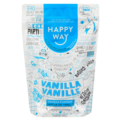 Happy Way All Natural Whey Protein Powder Vanilla Flavour 500 g, $10.00/100g