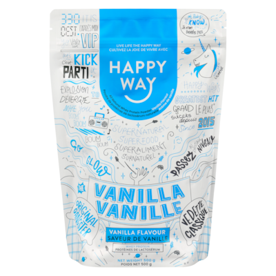 Happy Way All Natural Whey Protein Powder Vanilla Flavour 500 g, $10.00/100g
