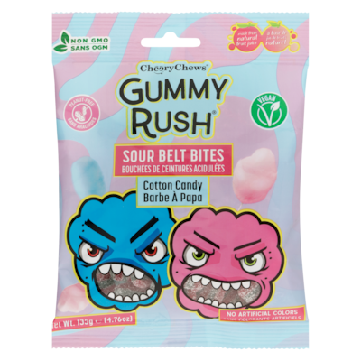 Cheery Chews Sour Belt Bites Cotton Candy 135 g, $1.85/100g