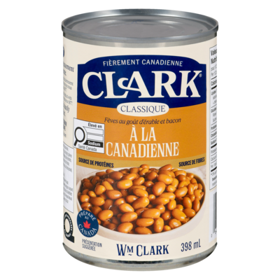 Clark Fèves au goût d'érable et bacon à la canadienne 398 ml, 0,42 $/100ml