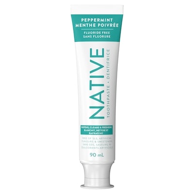 Native Dentifrice sans flurorure, saveur Menthe poivrée 90 ml, 17,21 $/100ml