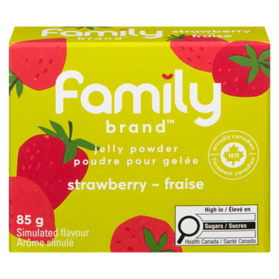 Family Brand Poudre pour gelée fraise 85 g, 1,52 $/100g
