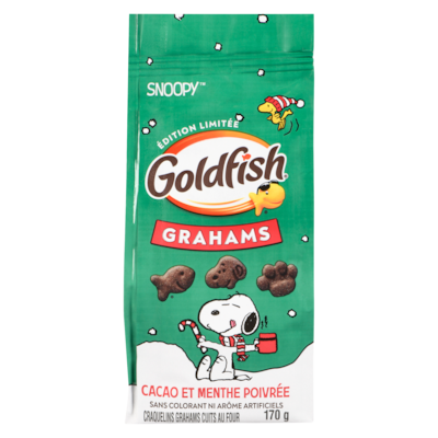 Pepperidge Farm Craquelins grahams cuits au four snoopy cacao et menthe poivrée édition limitée 170 g, 2,65 $/100g