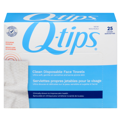 Q-tips Serviettes propres jetables pour le visage 25 ea, 0,52 $/1ch