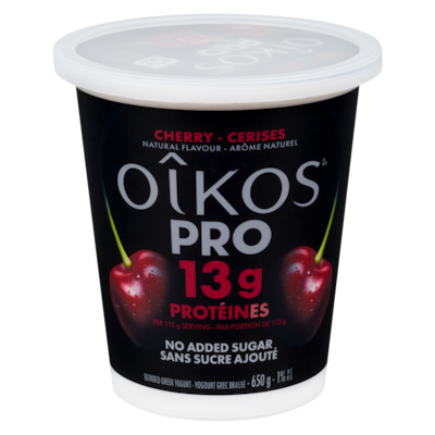 Oikos Blended Greek Yogurt Cherry 1% M.F. 650 g, $1.23/100g
