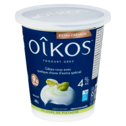 Oikos Yogourt grec velours de pistache extra crèmeux 4% m.g. 650 g, 1,15 $/100g