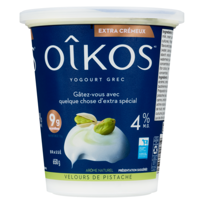 Yogourt grec velours de pistache extra crèmeux 4% m.g.