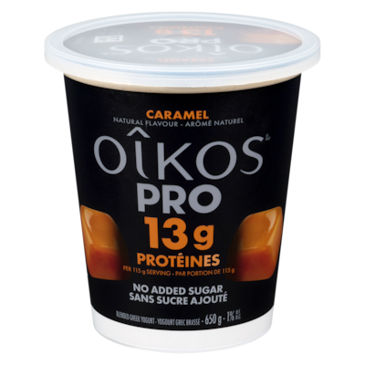 Oikos Blended Greek Yogurt Caramel 1% M.F. 650 g, $1.23/100g