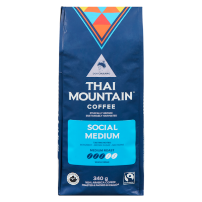 DOI CHAANG Thai Mountain Coffee Social Medium Medium Roast Whole Bean 340 g, $5.59/100g