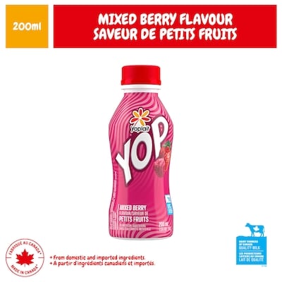 Yoplait YOP Drinkable Yogurt 1.5% M.F. Mixed Berries 200 ml, $0.50/100ml