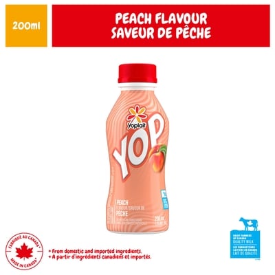 Yoplait YOP Drinkable Yogurt 1.5% M.F. Peach 200 ml, $0.50/100ml