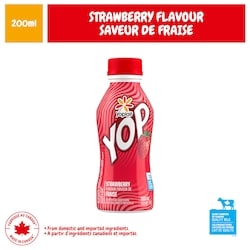 Yoplait YOP Drinkable Yogurt 1.5% M.F. Strawberry 200 ml, $0.90/100ml