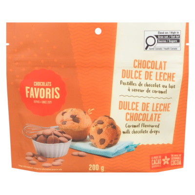 Chocolats Favoris Caramel Flavoured Milk Chocolate Drops Dulce De Leche Chocolate 200 g, $4.00/100g
