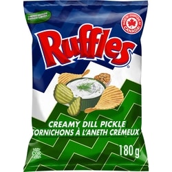 Ruffles Creamy Dill Pickle Potato Chips 180 g, $2.94/100g