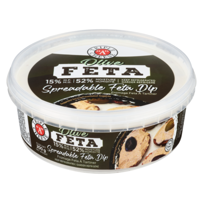 Triple A Cheese Spreadable Feta Dip Olive Feta 15% M.F. 200 g, $3.00/100g